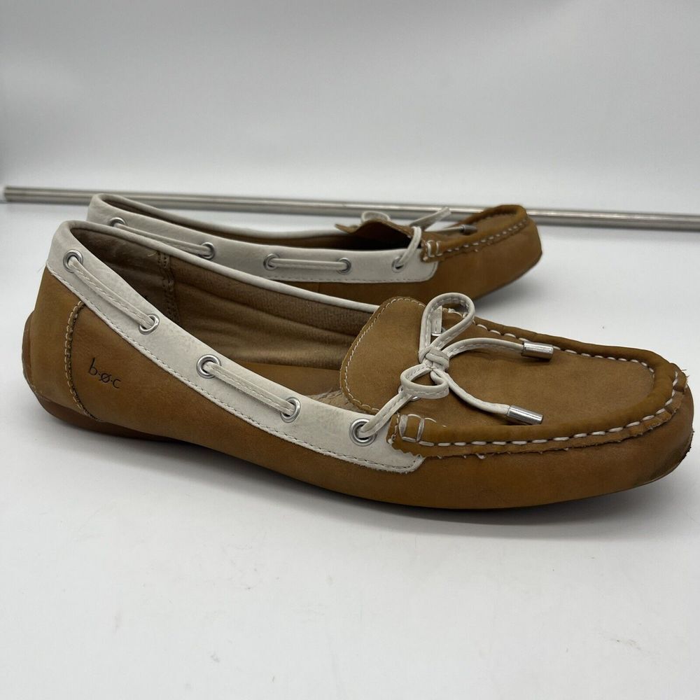 BOC BORN CONCEPTS BROWN White SLIP ON LOAFERS‎ MOCCASINS FLATS 8M - Picture 5 of 11